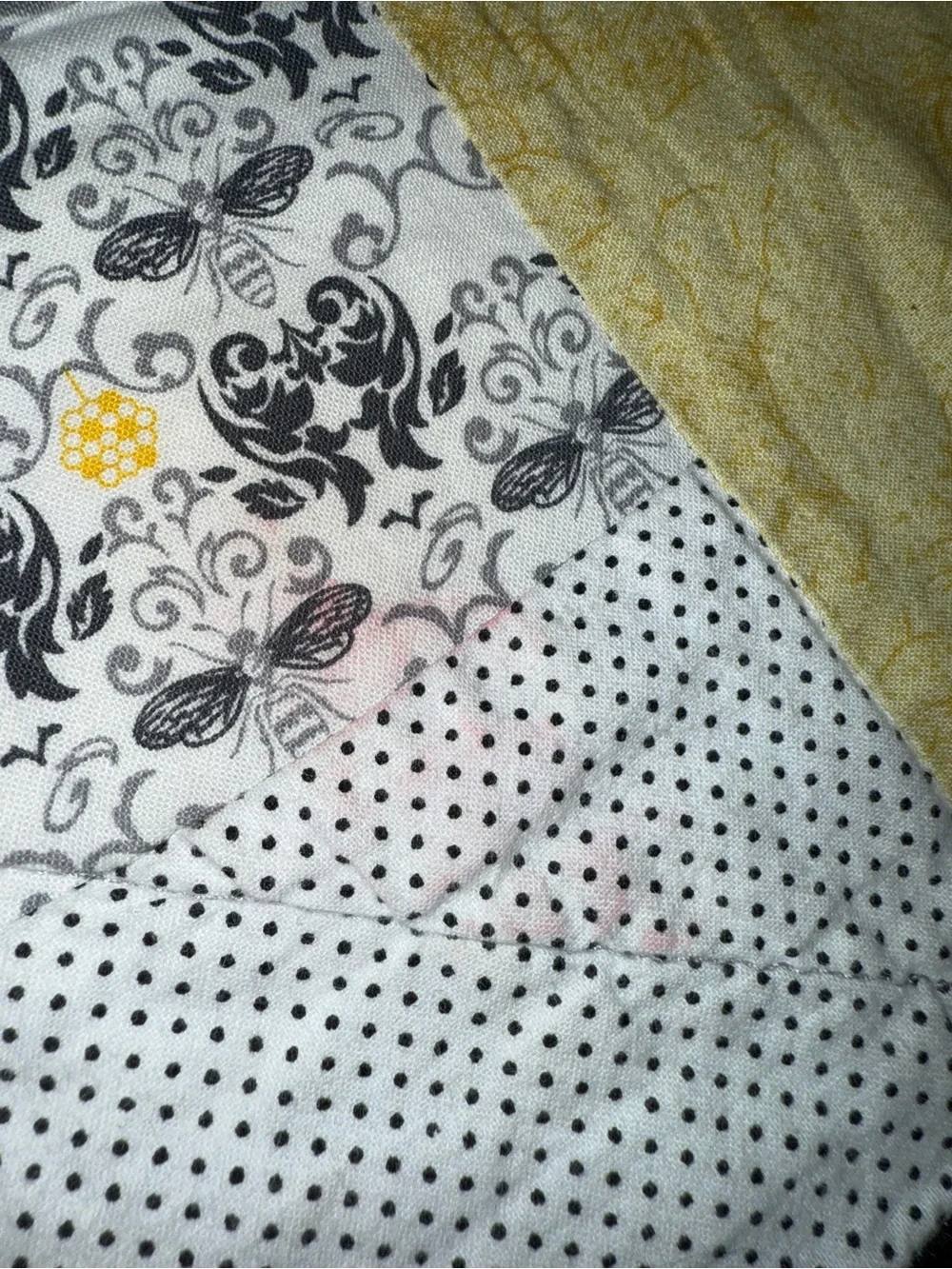 Bumblebee Patchwork Quilt Baby Blanket Double Sided Handmade Coquette Newborn